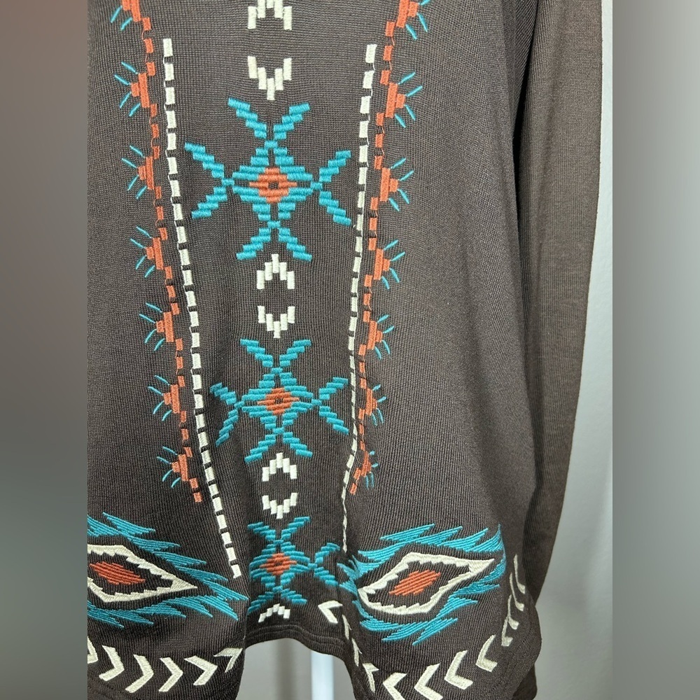 Womens Roper Brown Cowl Neck Tribal Embroidered Western Cowgirl Sweater Sz Sm - Picture 3 of 11